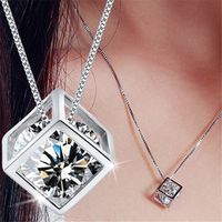 Korean Style Square Rubik's Cube Pendant Necklace main image 2