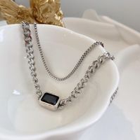 Fashion Geometric Square Gem Thick Chain Multi-layer Necklace main image 5