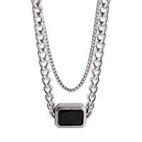 Fashion Geometric Square Gem Thick Chain Multi-layer Necklace main image 6