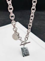 Korean Style Letter Tag Metal Clavicle Chain Titanium Steel Necklace main image 3