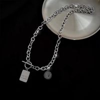 Korean Style Letter Tag Metal Clavicle Chain Titanium Steel Necklace main image 4