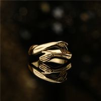 Fashion Hug Shape Plated 18k Gold Copper Opening Ring main image 3