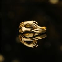 Fashion Hug Shape Plated 18k Gold Copper Opening Ring main image 4
