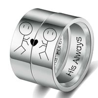 Fashion Letter Stainless Steel Couple Ring main image 1