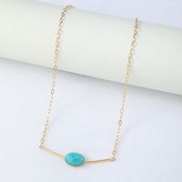 Fashion Turquoise Bead Pendant Stainless Steel Necklace main image 1