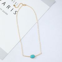 Fashion Turquoise Bead Pendant Stainless Steel Necklace main image 4