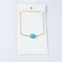 Fashion Turquoise Bead Pendant Stainless Steel Necklace main image 5