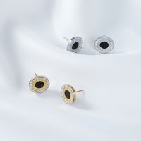 Korean Round Diamond Contrast Color Stainless Steel Earrings main image 1
