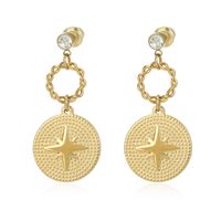 Simple Round Star Stainless Steel Gold-plated Earrings main image 6