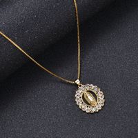 Retro Copper Color Zirconium Pendant Necklace main image 3