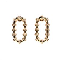 Simple Geometric Oval Copper Inlaid Zircon Earrings main image 6