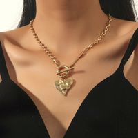 Simple Style Heart Shape Pendant Small Round Beads Chain Ot Buckle Necklace main image 1