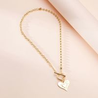 Simple Style Heart Shape Pendant Small Round Beads Chain Ot Buckle Necklace main image 3