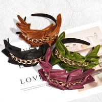 Korean Metal Chain Solid Color Fabric Headband main image 1