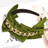 Korean Metal Chain Solid Color Fabric Headband main image 4