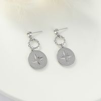 Simple Round Star Stainless Steel Gold-plated Earrings sku image 1