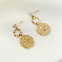 Simple Round Star Stainless Steel Gold-plated Earrings sku image 2