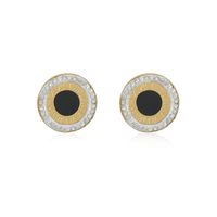 Korean Round Diamond Contrast Color Stainless Steel Earrings sku image 2