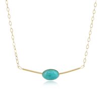 Fashion Turquoise Bead Pendant Stainless Steel Necklace sku image 1