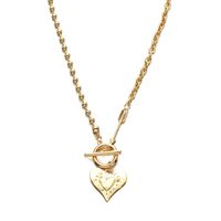 Simple Style Heart Shape Pendant Small Round Beads Chain Ot Buckle Necklace sku image 1