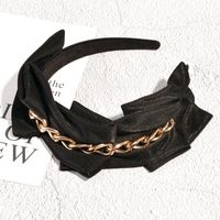 Korean Metal Chain Solid Color Fabric Headband sku image 3