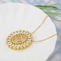 Simple Style Twelve Constellation Copper Round Zircon Pendant Necklace Wholesale sku image 4