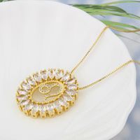 Simple Style Twelve Constellation Copper Round Zircon Pendant Necklace Wholesale sku image 18