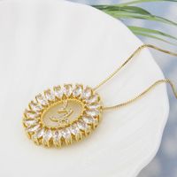 Simple Style Twelve Constellation Copper Round Zircon Pendant Necklace Wholesale sku image 11