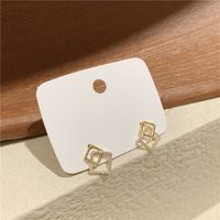 Simple Geometric Square Diamond Earrings sku image 1