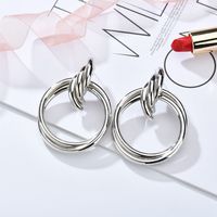 Exaggerated Metal Knotted Twist Geometric Round Creative Earrings sku image 3