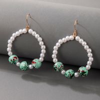 Nihaojewelry Simple Color Contrast Pearl Circle Earrings Wholesale Jewelry sku image 1