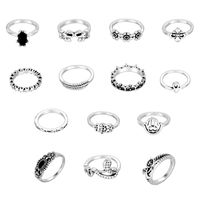 Conjunto De 15 Piezas De Anillo De Unión Cruzada De Corona Simple sku image 6