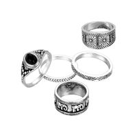 Retro Antique Silver Joint Ring 5-piece Set sku image 1