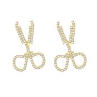 Fashion Creative Scissors Type Full Of Diamonds Earrings sku image 1