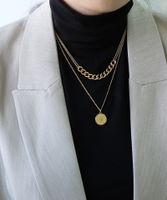Collar Doble Retro Coin De Acero Y Titanio sku image 2