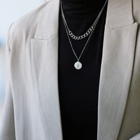 Collar Doble Retro Coin De Acero Y Titanio sku image 1