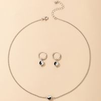 Nihaojewelry Simple Black And White Tai Chi Figure Earrings Necklace Set Wholesale Jewelry main image 4