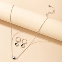 Nihaojewelry Simple Black And White Tai Chi Figure Earrings Necklace Set Wholesale Jewelry sku image 1
