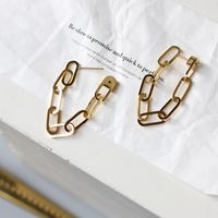 Retro Thick Chain Ring Titanium Steel Earrings sku image 1