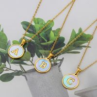 Titanium Steel 18K Gold Plated Simple Style Plating Inlaid Shell Letter Shell Necklace main image 1