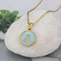 Titanium Steel 18K Gold Plated Simple Style Plating Inlaid Shell Letter Shell Necklace main image 4