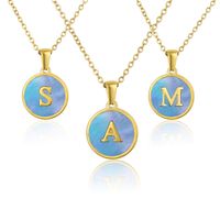 Titanium Steel 18K Gold Plated Simple Style Plating Inlaid Shell Letter Shell Necklace main image 6