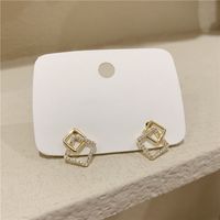 Simple Geometric Square Diamond Earrings main image 1