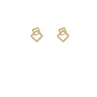 Simple Geometric Square Diamond Earrings main image 6