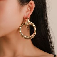 Exaggerated Metal Knotted Twist Geometric Round Creative Earrings main image 1