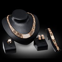 Retro Hollow Geometric Gold-plated Full Diamond Jewellery Set main image 3