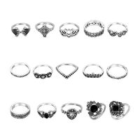 Simple Crown Cross Joint Ring 15 Piece Set main image 4