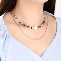 Bohemian Style Colorful Rice Bead Two Layers Necklace main image 3