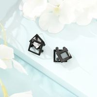 Fashion Black Geometric Crystal Stud Earrings main image 4