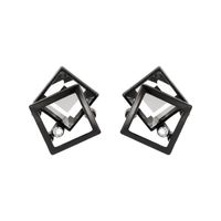 Fashion Black Geometric Crystal Stud Earrings main image 6